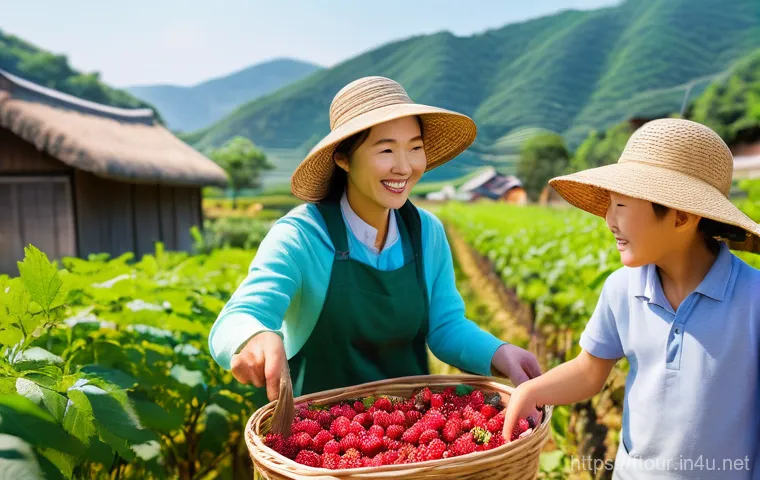 농촌관광지도사로서의 도전 과제 - A serene and picturesque rural scene showcasing a "Workation" experience. In the foreground, a young... 농촌관광지도사로서의 도전 과제 - A serene and picturesque rural scene showcasing a "Workation" experience. In the foreground, a young...