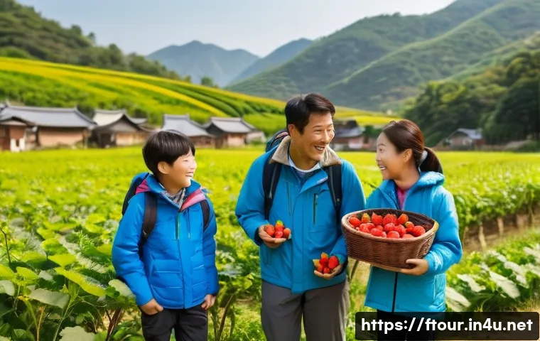 농촌관광지도사로서의 커리어 장단점 - **Subject**: A cheerful male rural tourism guide in his 40s, wearing a practical outdoor jacket and ...